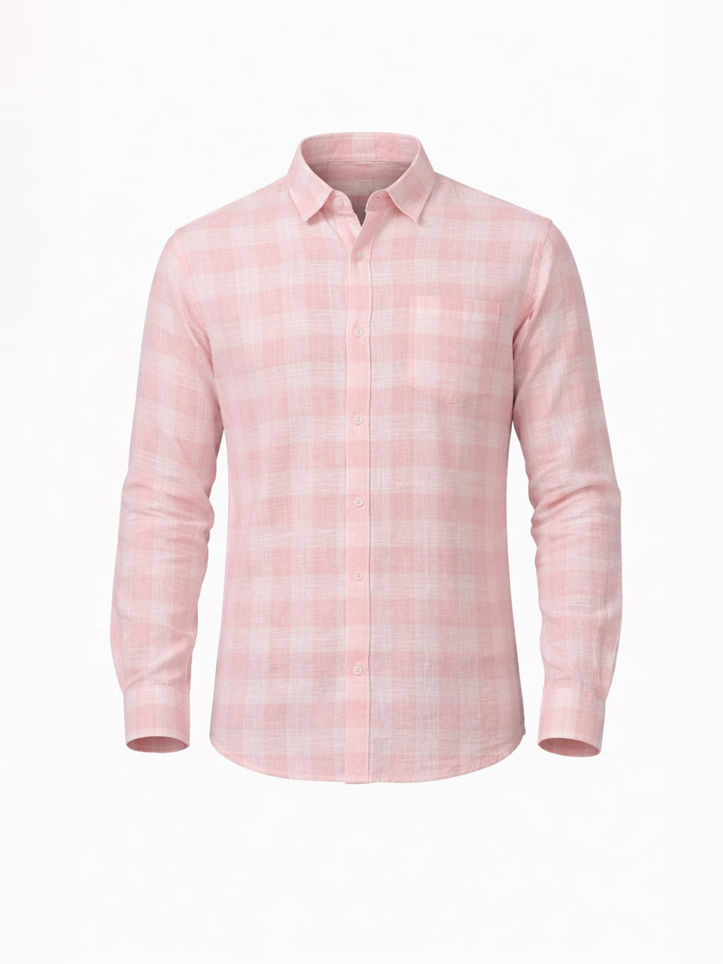 Pastel Pink Textured Check Shirt