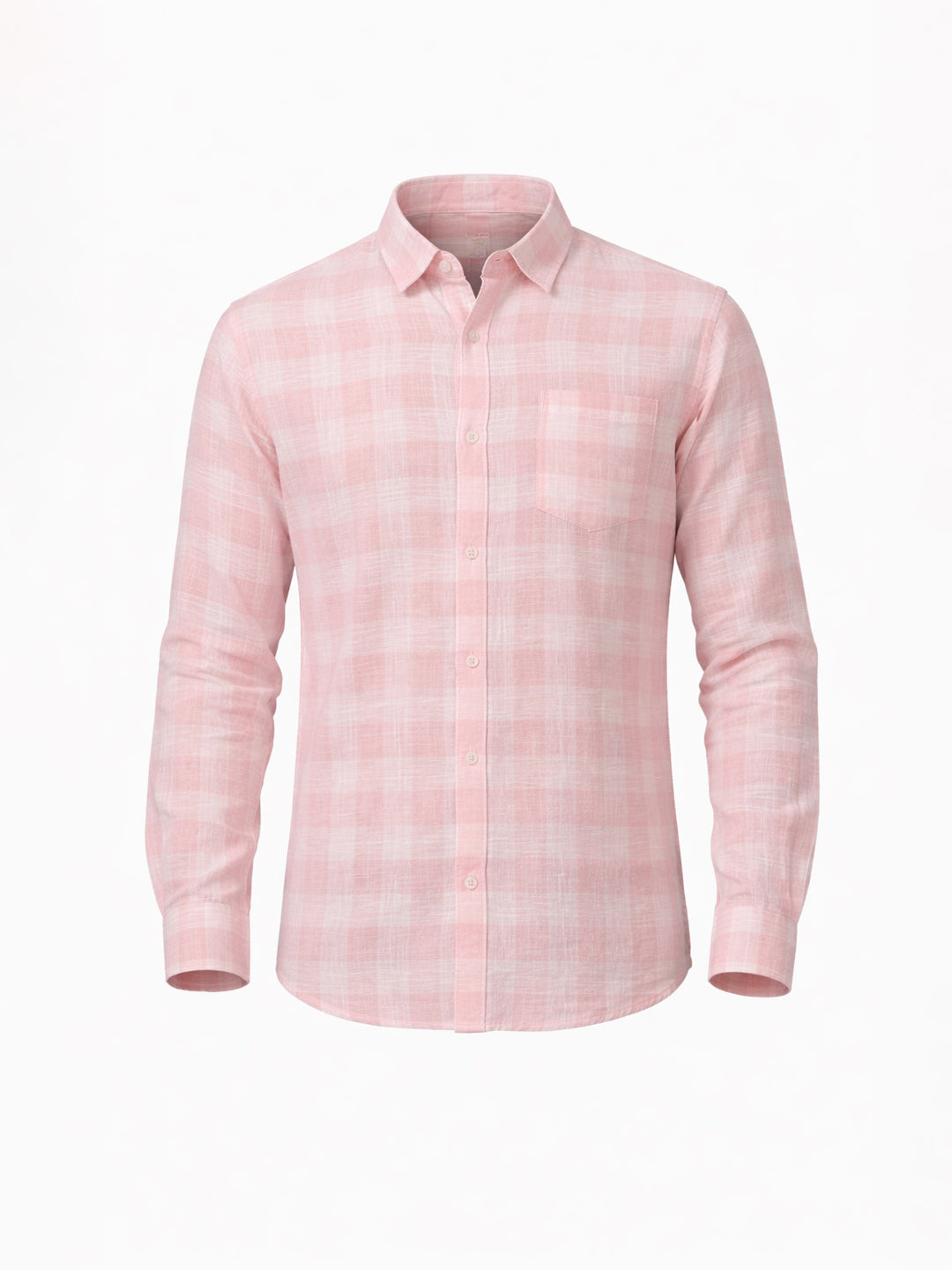 Pastel Pink Textured Check Shirt