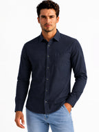 Navy Textured Casual Shirt