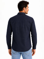 Navy Textured Casual Shirt