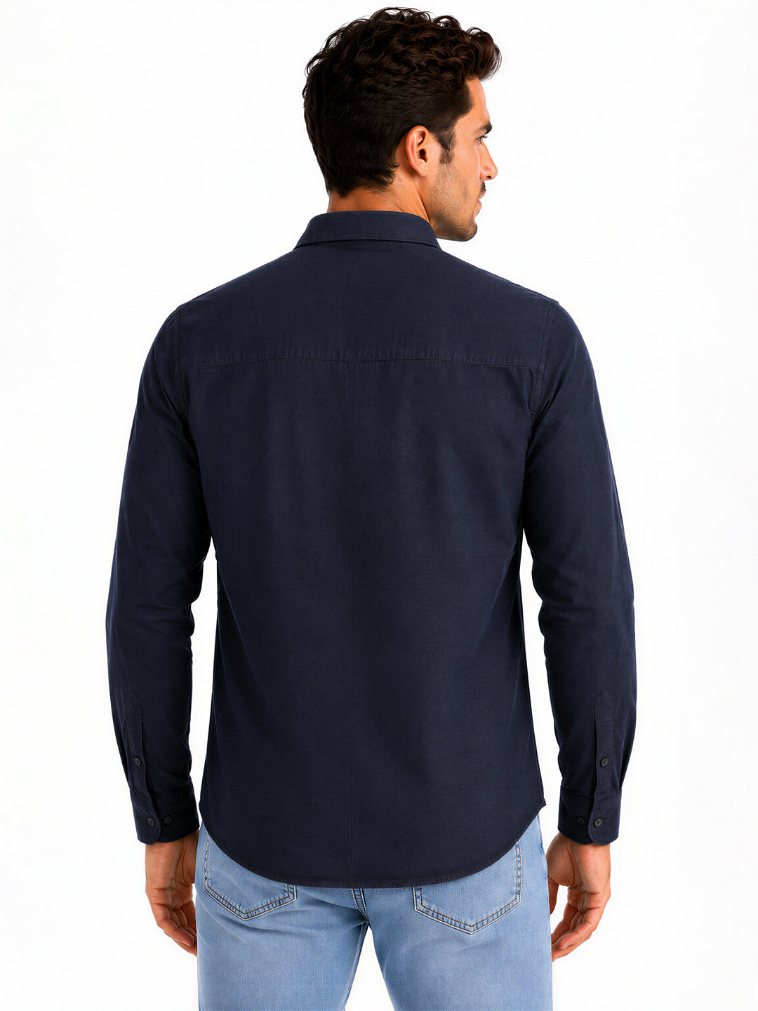 Navy Textured Casual Shirt