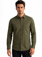 Olive Textured Casual Shirt