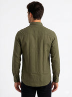 Olive Textured Casual Shirt