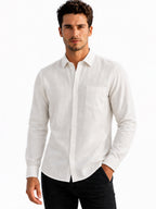 White Textured Casual Shirt