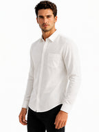 White Textured Casual Shirt
