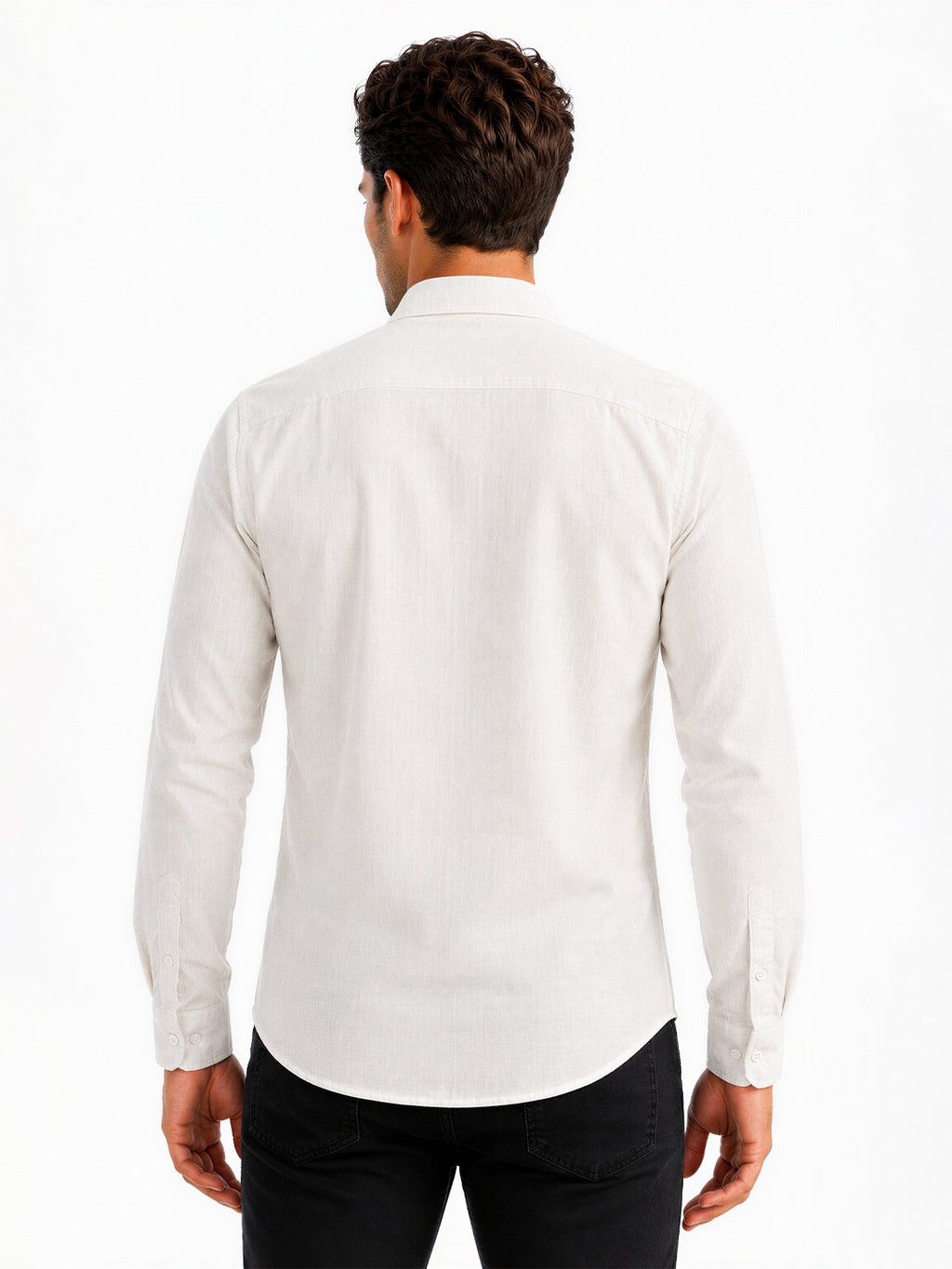 White Textured Casual Shirt