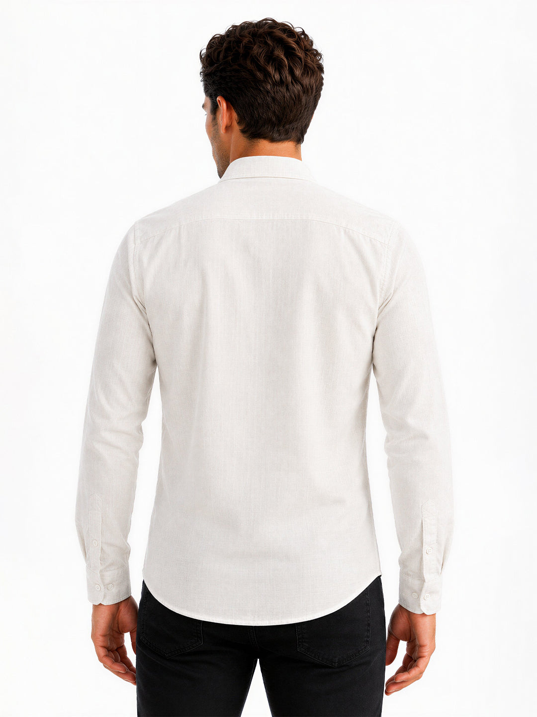 White Textured Casual Shirt