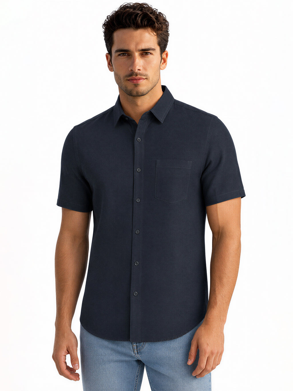 Navy Casual Half Sleeve Shirt
