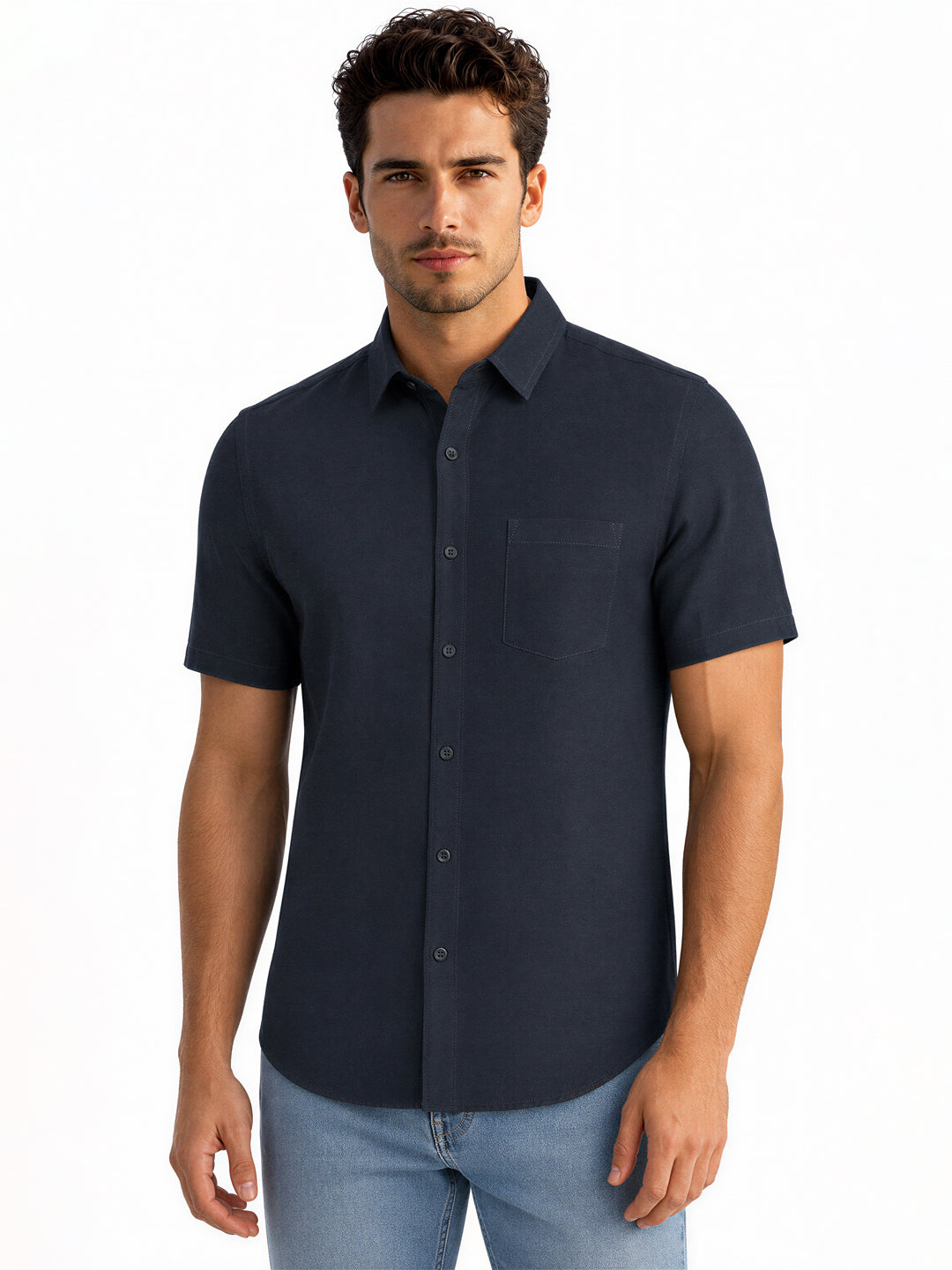 Navy Casual Half Sleeve Shirt