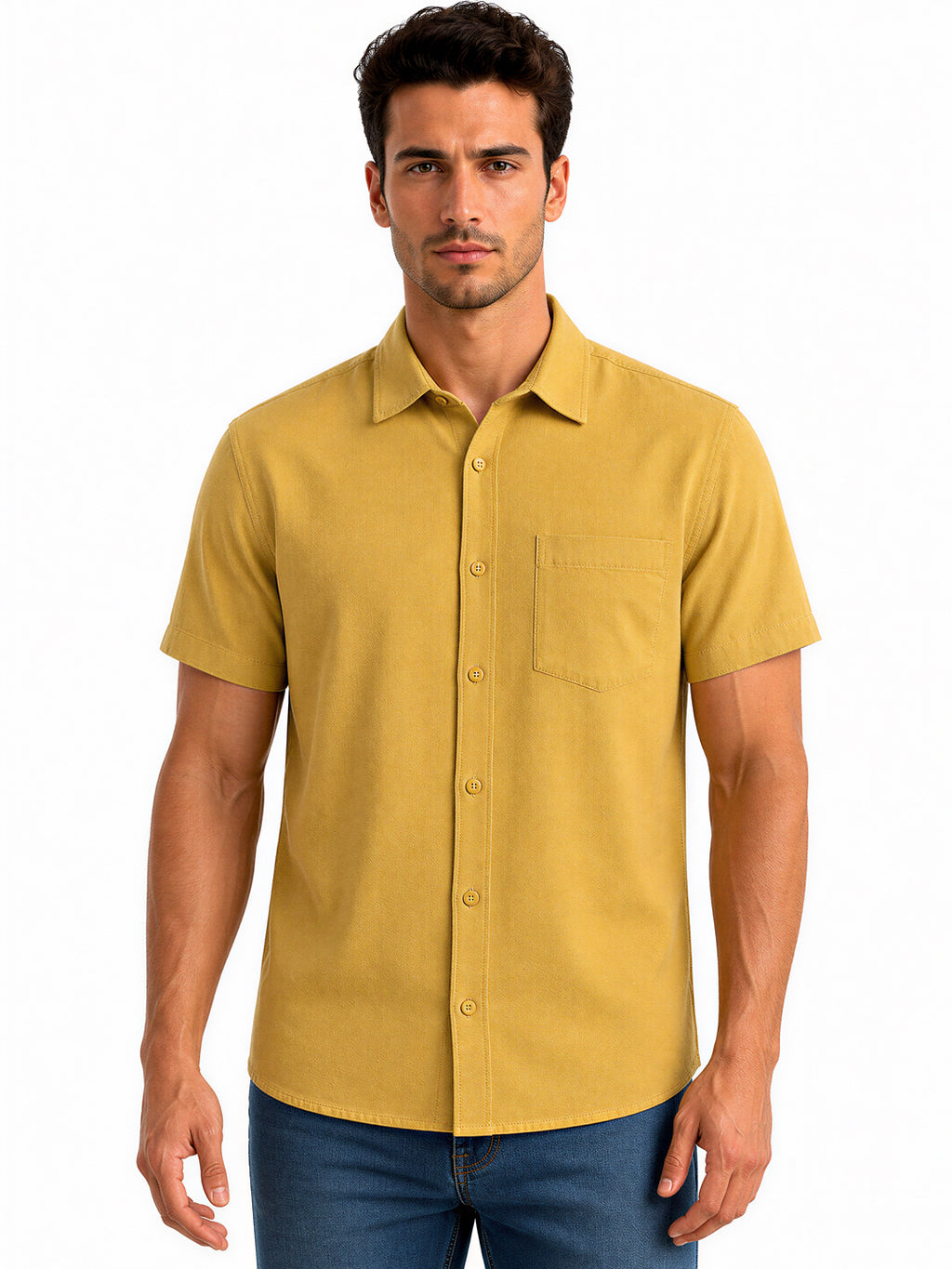 Mustard Casual Half Sleeve Shirt