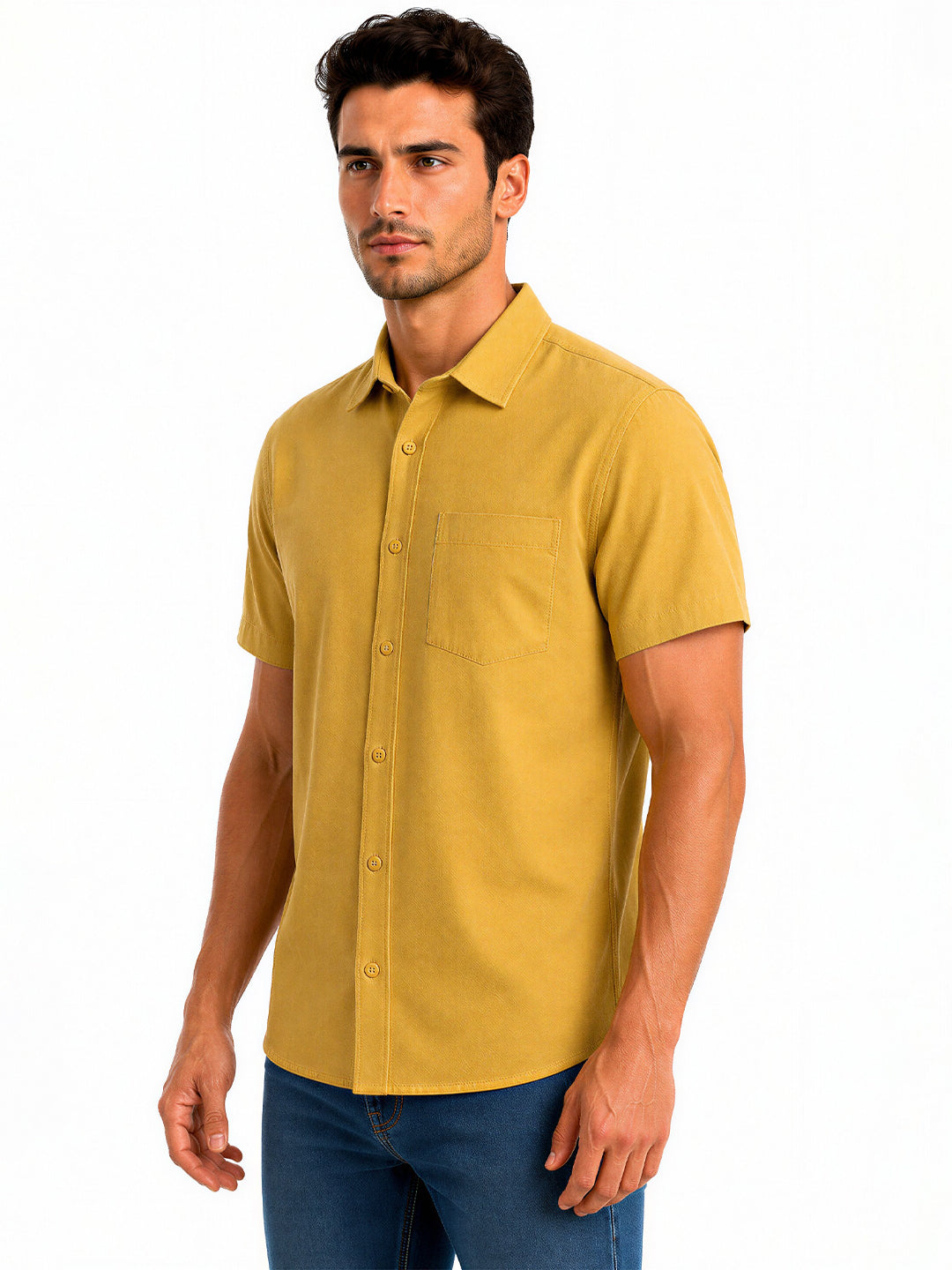 Mustard Casual Half Sleeve Shirt