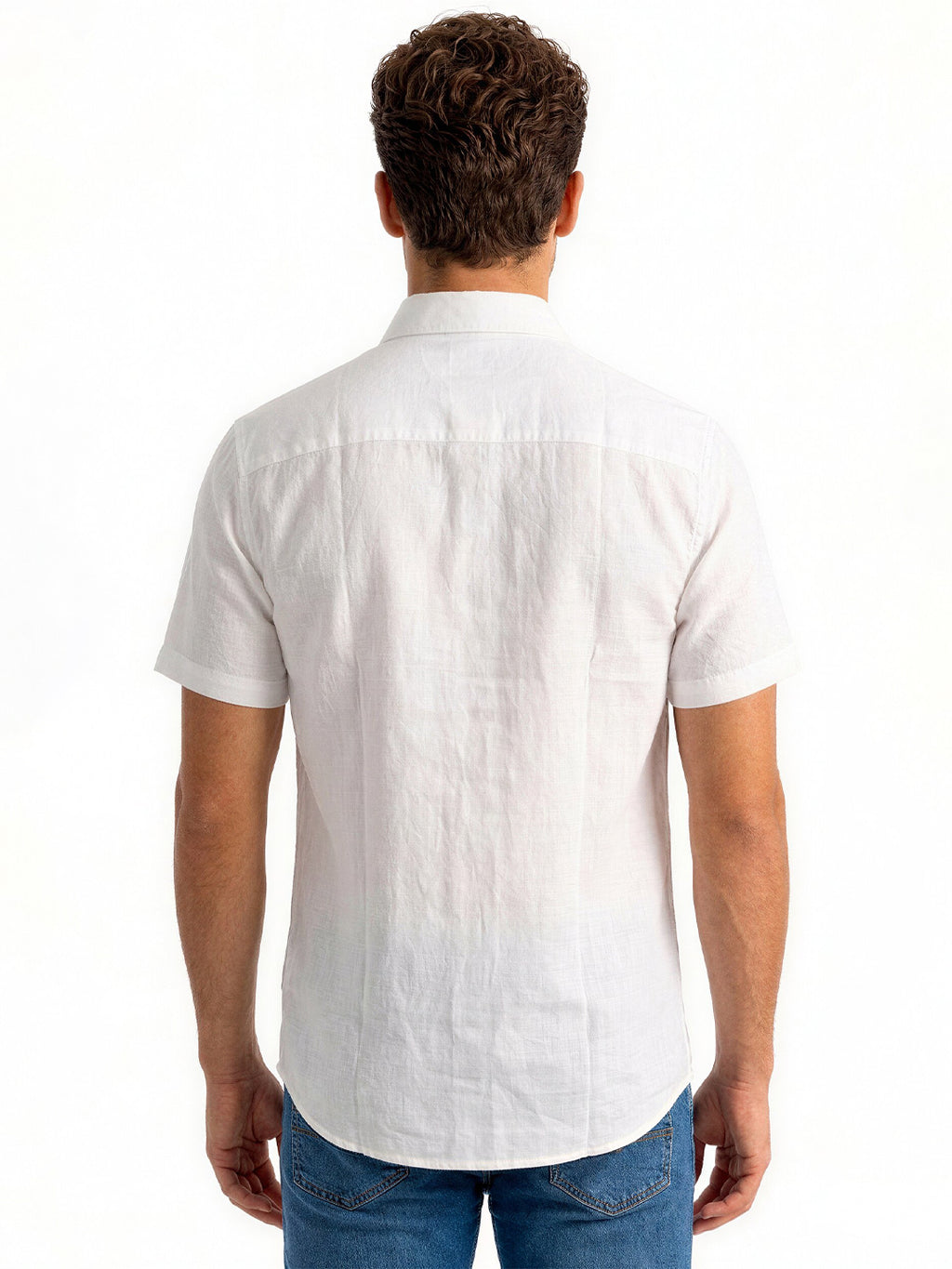 White Casual Half Sleeve Shirt