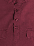 Maroon Mandarin Collar Utility Shirt