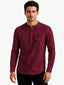 Maroon Mandarin Collar Utility Shirt