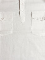 White Mandarin Collar Utility Shirt