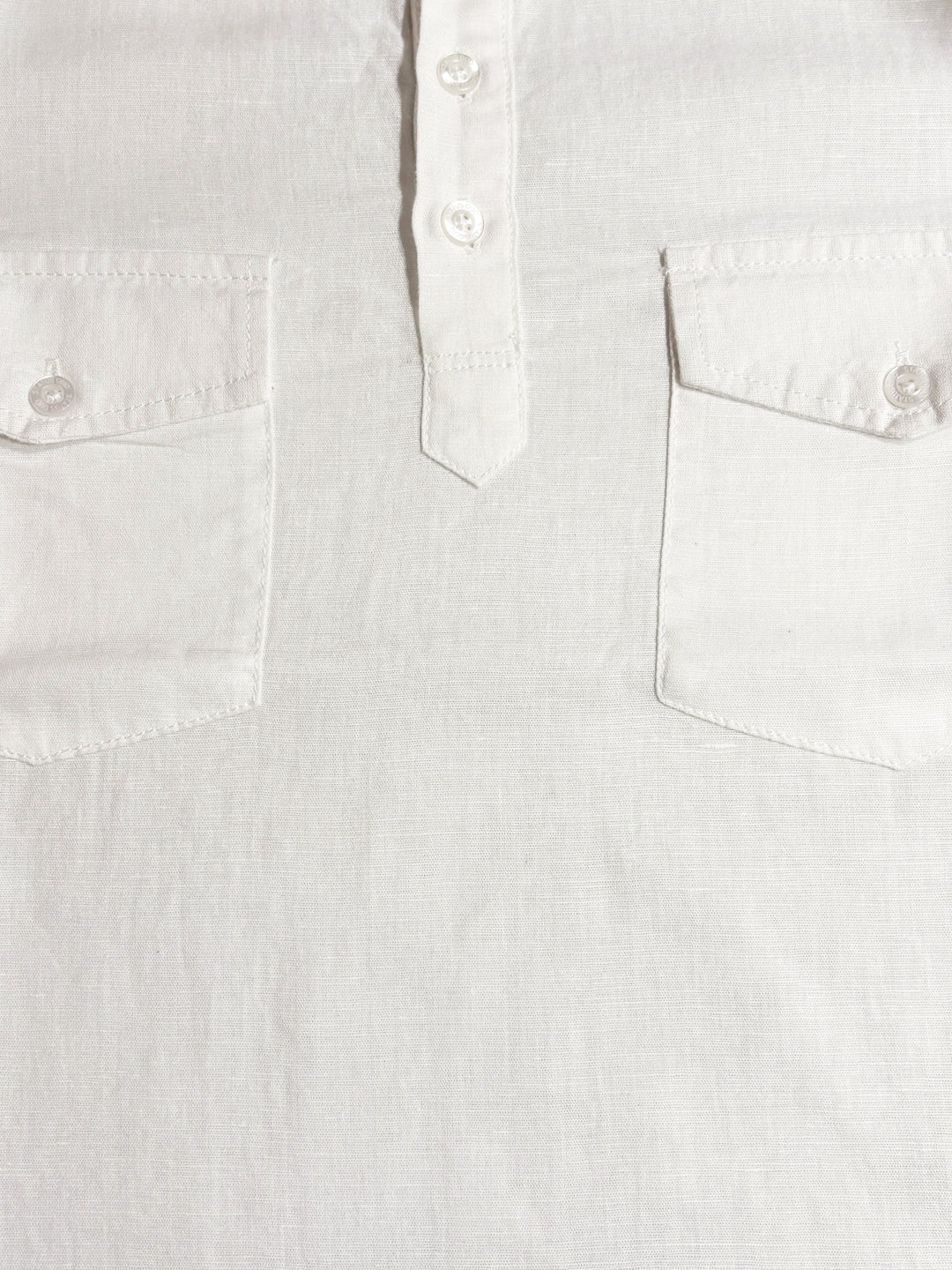 White Mandarin Collar Utility Shirt