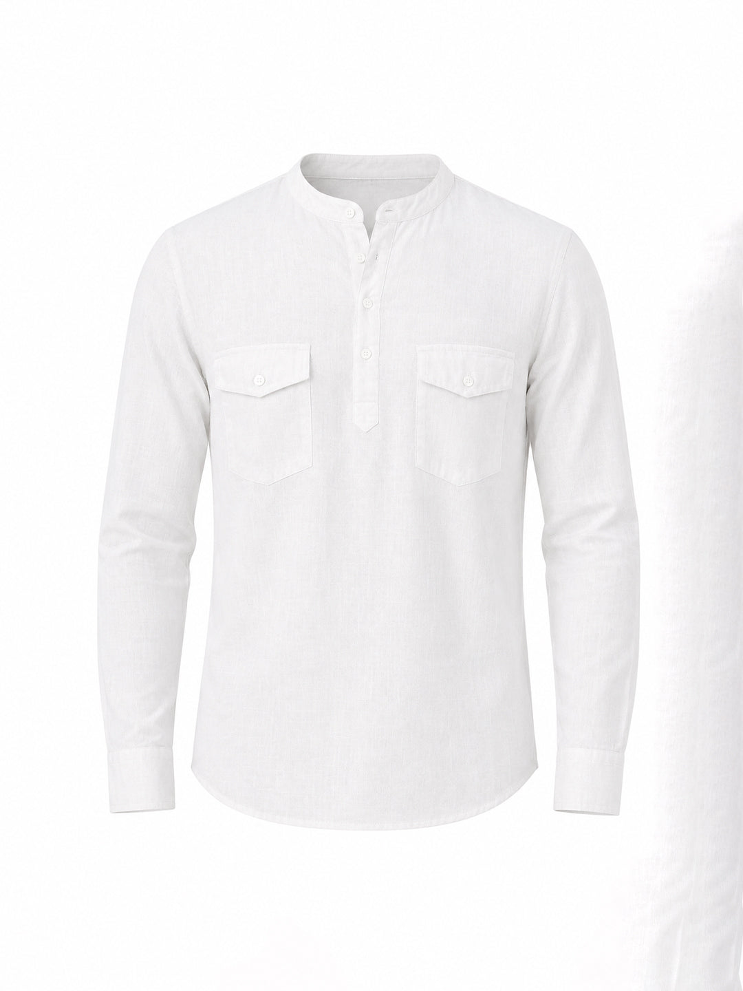 White Mandarin Collar Utility Shirt Secondary image