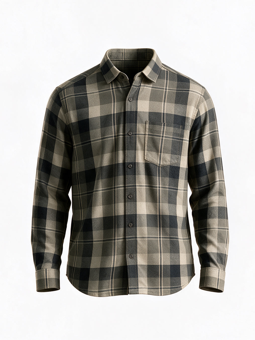 Black Checked Regular Fit Tshirt