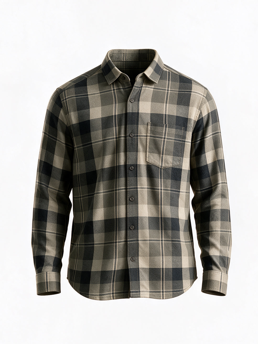Black Checked Regular Fit Tshirt