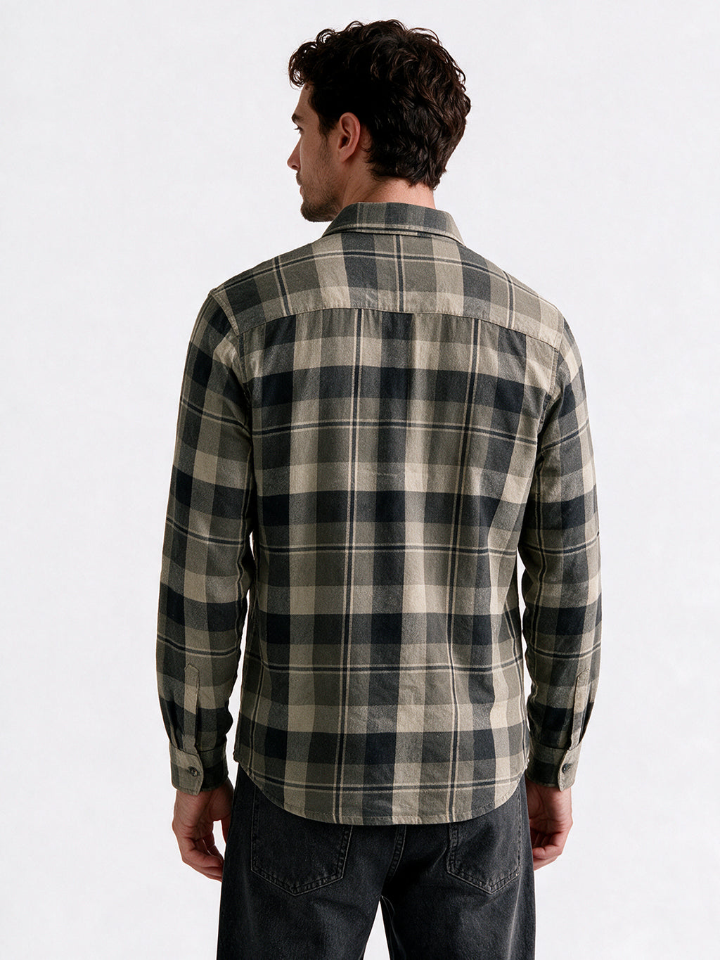 Black Checked Regular Fit Tshirt