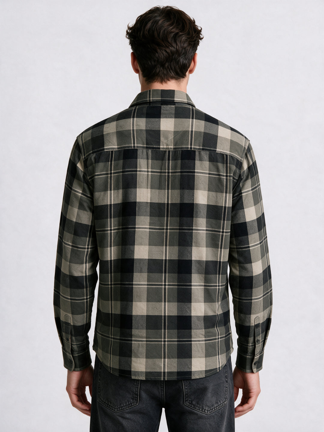Brown Checked Cotton Shirt