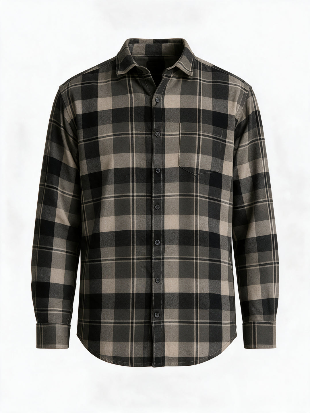 Brown Checked Cotton Shirt