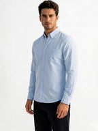 Solid Sky Button-Down Casual Shirt