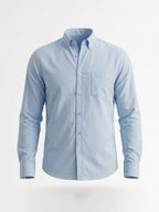 Solid Sky Button-Down Casual Shirt