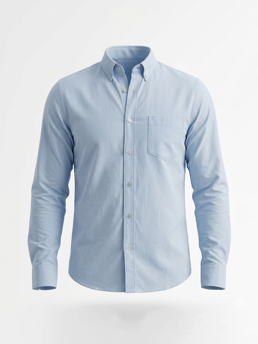 Solid Sky Button-Down Casual Shirt
