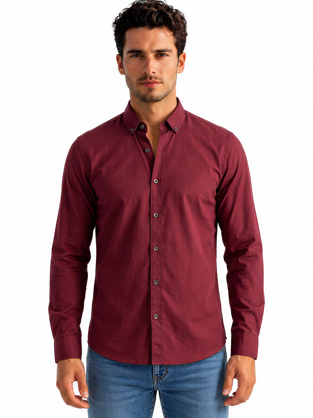 Wine Solid Casual Shirt
