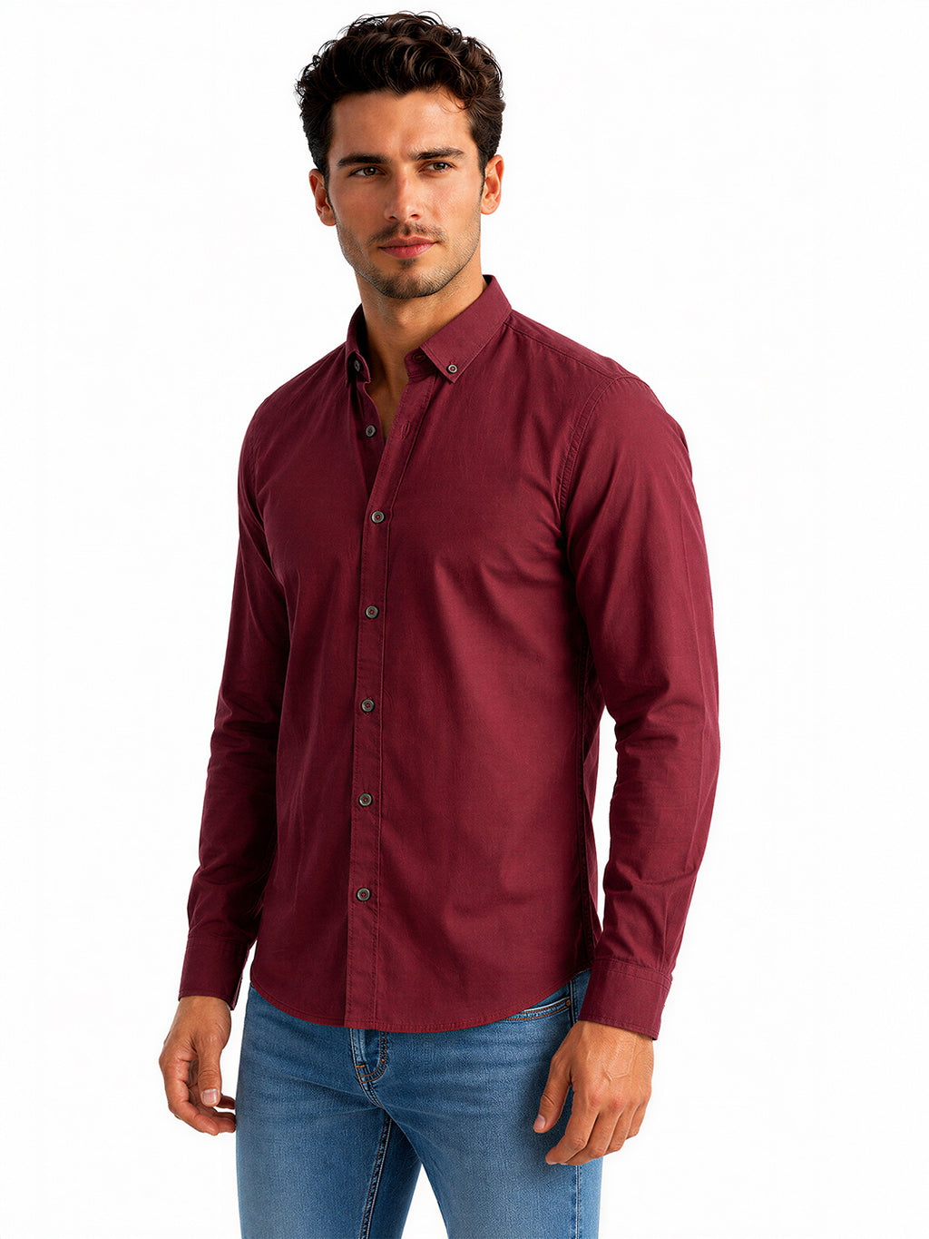 Wine Solid Casual Shirt