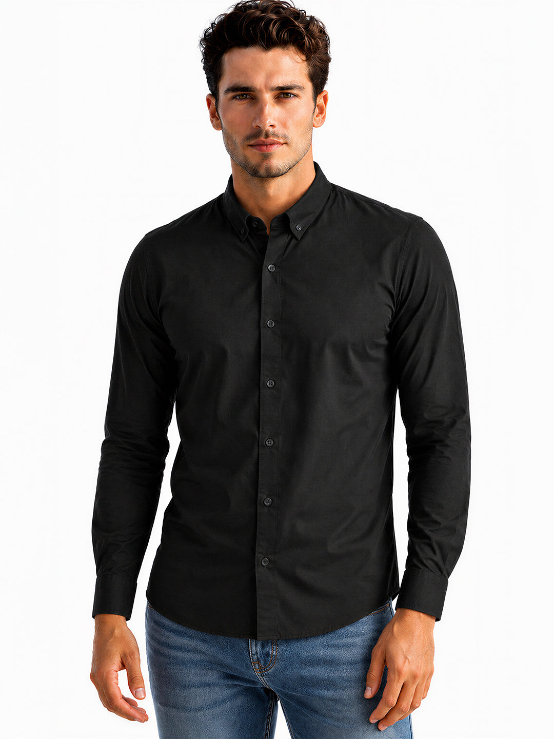 Black Solid Casual Shirt