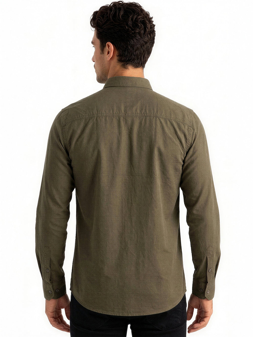 Olive Solid Casual Shirt