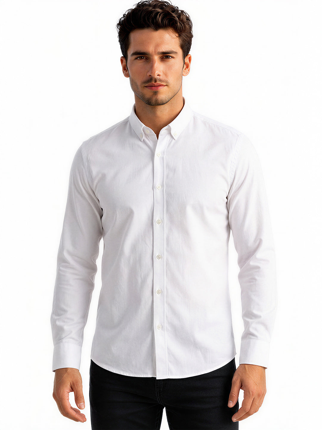 White Solid Casual Shirt