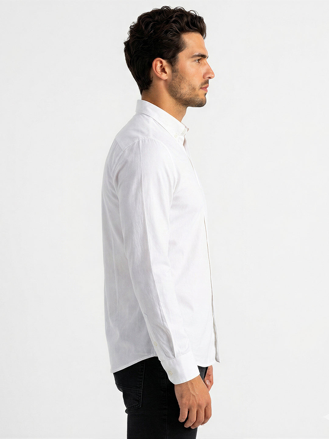 White Solid Casual Shirt