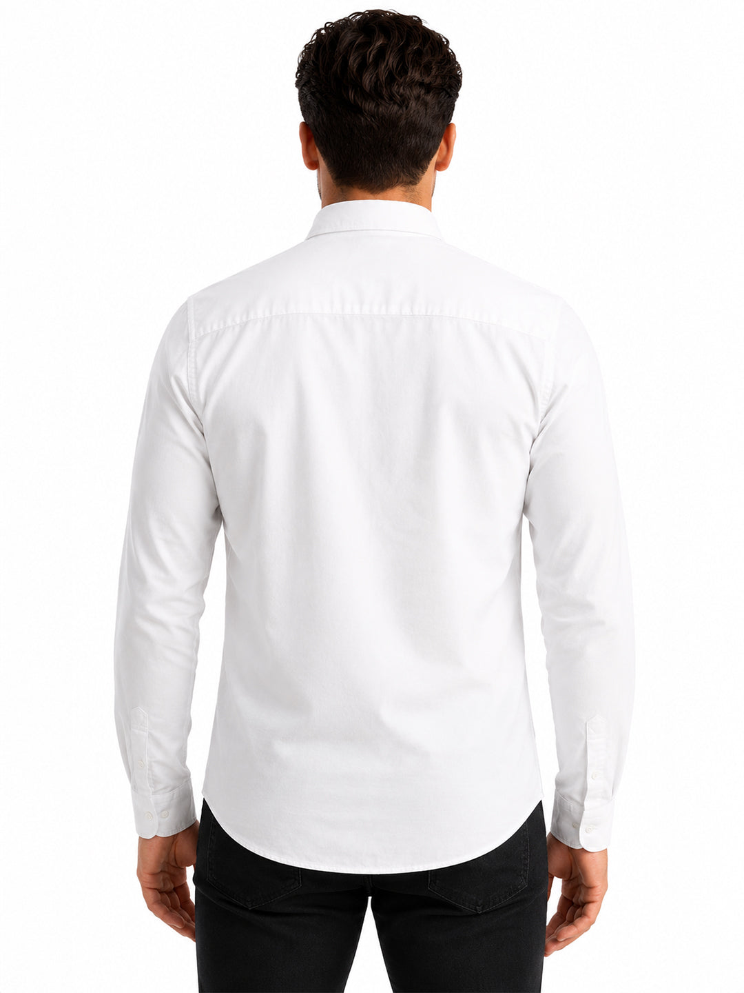 White Solid Casual Shirt