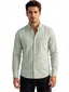 Solid Pea Green Button-Down Casual Shirt