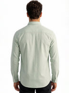 Solid Pea Green Button-Down Casual Shirt