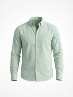 Solid Pea Green Button-Down Casual Shirt