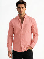 Solid Pink Forest Button-Down Casual Shirt