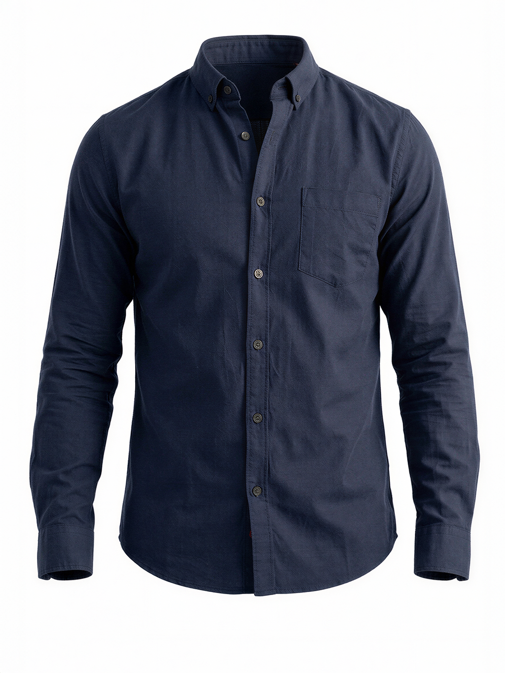Solid Navy Button-Down Casual Shirt