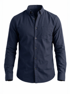 Solid Navy Button-Down Casual Shirt