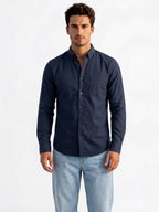 Solid Navy Button-Down Casual Shirt