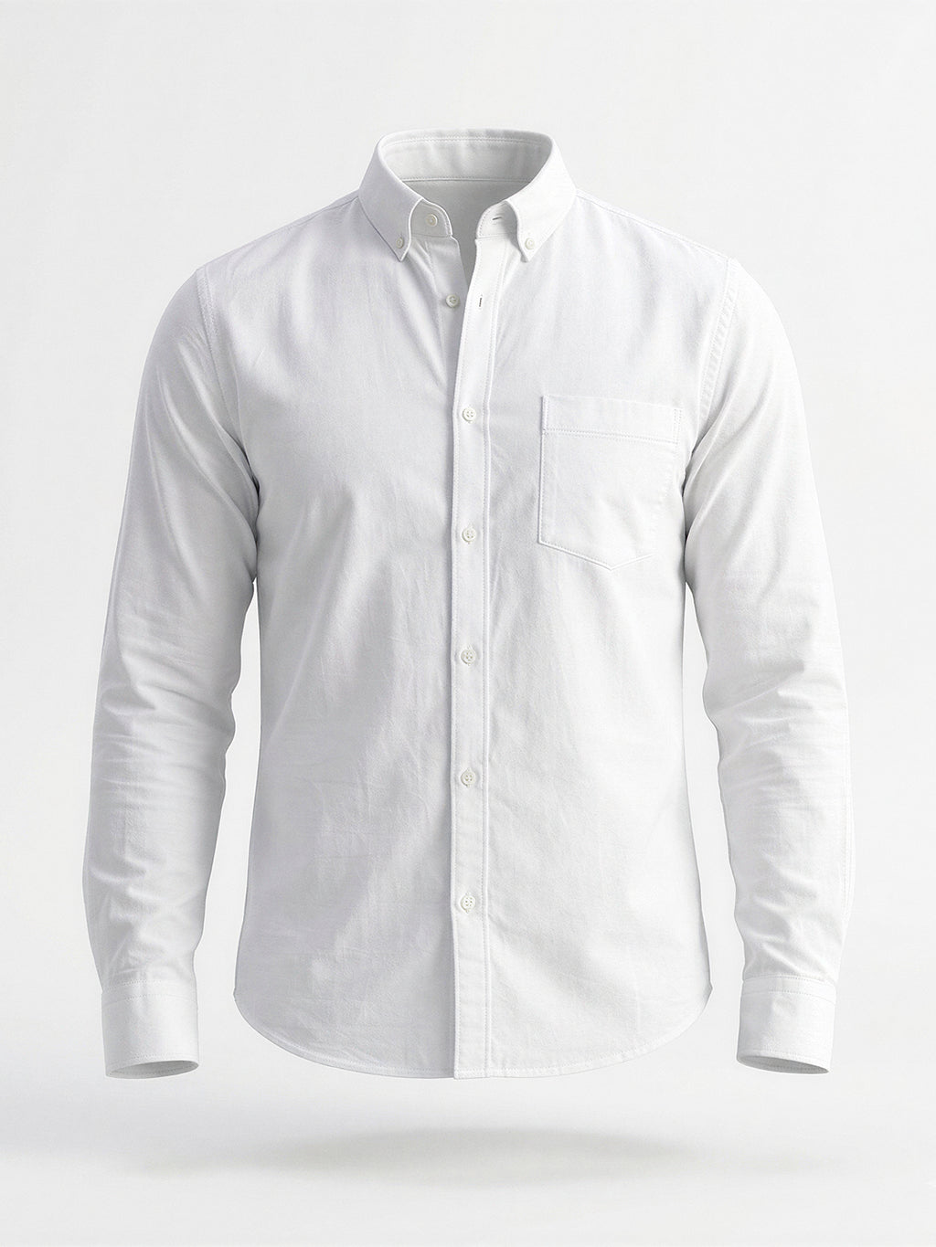 Solid White Button-Down Casual Shirt