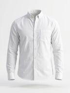 Solid White Button-Down Casual Shirt