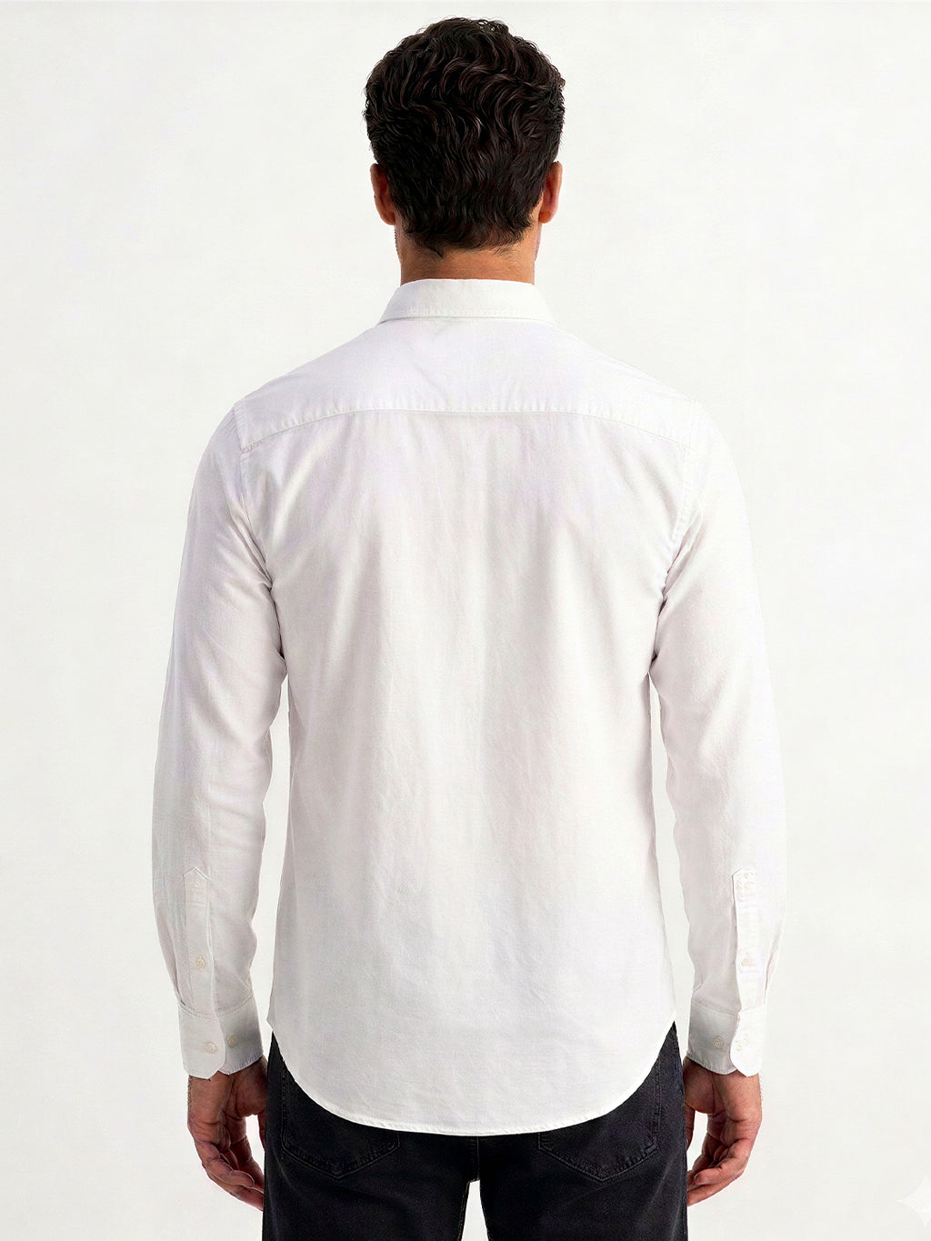 Solid White Button-Down Casual Shirt