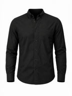 Solid Black Button-Down Casual Shirt