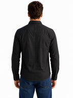 Solid Black Button-Down Casual Shirt