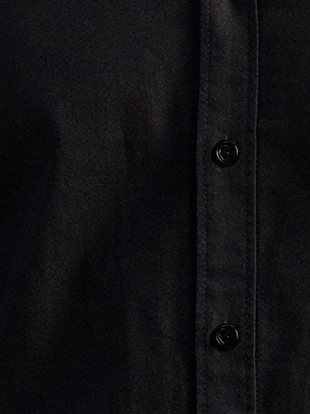 Solid Black Button-Down Casual Shirt