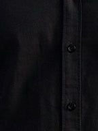 Solid Black Button-Down Casual Shirt